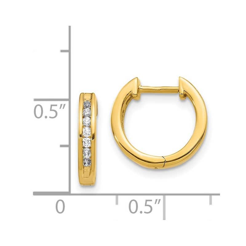 Curata 14k Diamond Hinged Hoop Earrings - 13x13mm Wide 2mm Thick