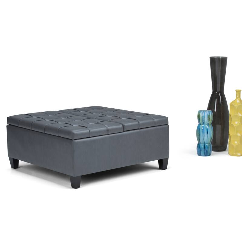 WYNDENHALL Elliot Transitional Table Ottoman - 36"w x 36"d x 16.5 "h - Stone Grey