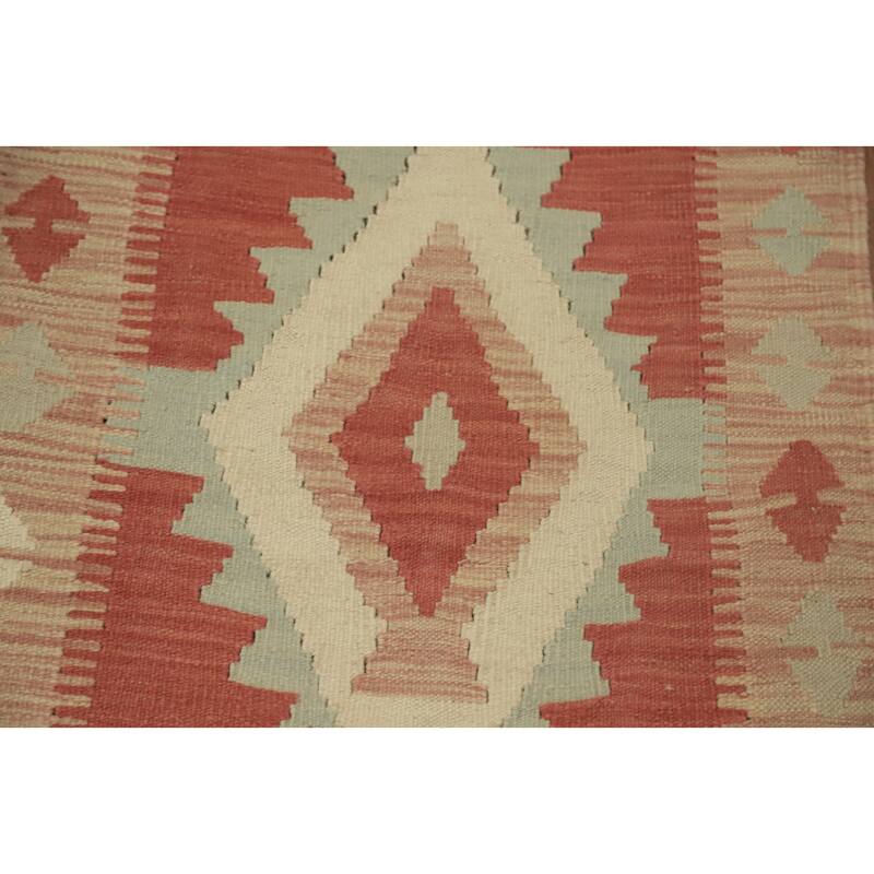 Hand Woven Oriental 100% Wool Carpet Southwestern Tribal Oranges & Rust Kilim Runner Rug - 8' 1'' X 2' 1''