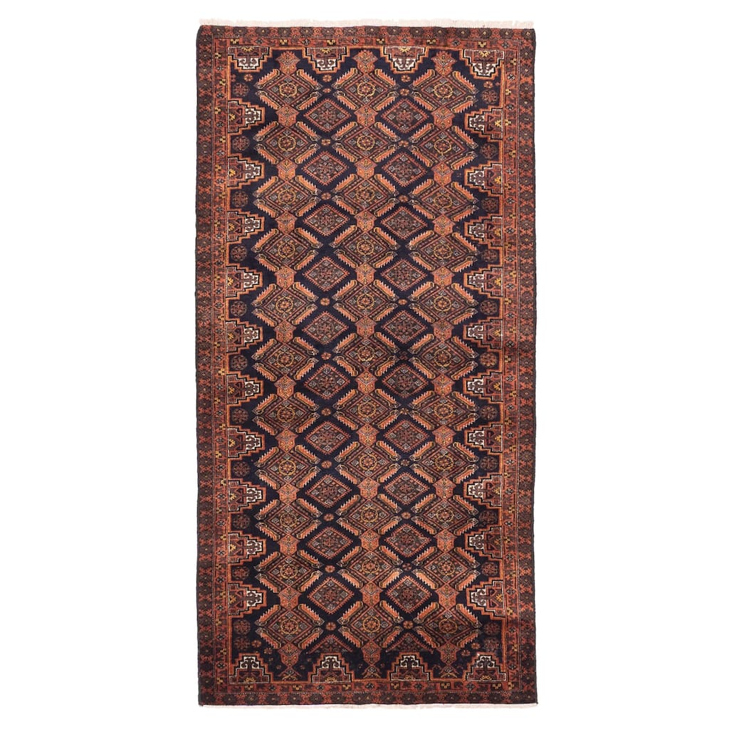 ECARPETGALLERY Hand-knotted Baluch Dark Navy Wool Rug - 2'11 x 6'0