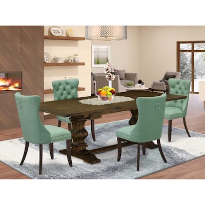Rectangle Dining Table Set with 4 Chairs - Jacobean Finish Kitchen Table