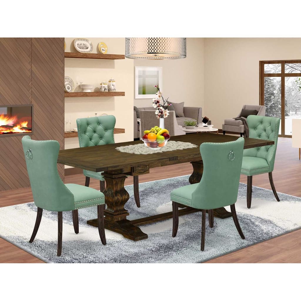 Rectangle Dining Table Set with 4 Chairs - Jacobean Finish Kitchen Table