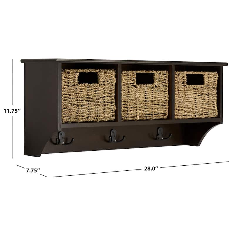 SAFAVIEH Jemina Black Hanging 3-Basket Wall Rack - 28" x 7.8" x 12" - 28"W x 8"D x 12"H