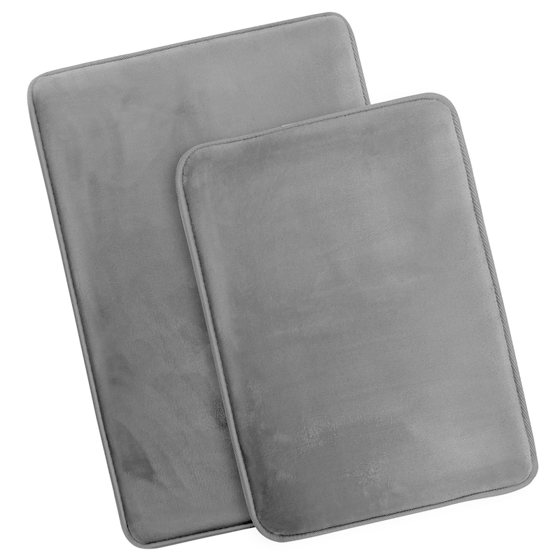 Clara Clark Ultra Soft Plush Bathroom Rug - Non-Slip, Velvet, Memory Foam Bath Mat - Set of 2