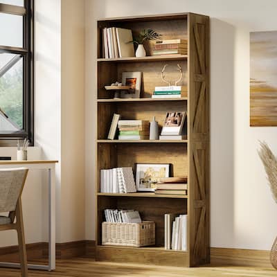 5 Tier Book Shelf Wooden Bookcase