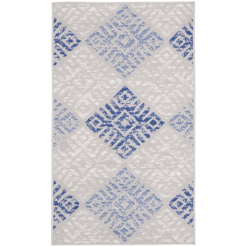 Nourison Whimsicle Boho Geometric Grey Blue Area Rug
