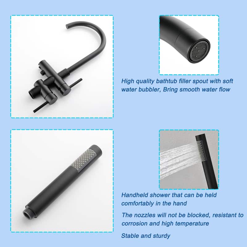 Single Handle Floor Mounted Gooseneck Freestanding Tub Filler