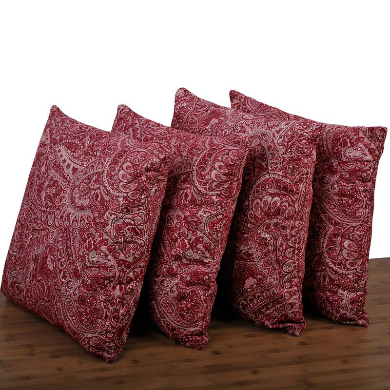 Serenta Paisley Suede Pillow Cover 4 Pieces Set, NO INSERT