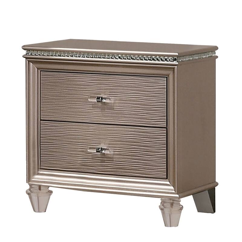 Gold 2 Drawer 22.88 in. W Nightstand with Sturdy Hardware and Ample Storage