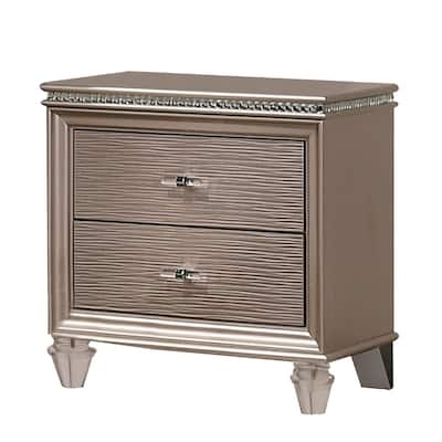 Gold 2 Drawer 22.88 in. W Nightstand with Sturdy Hardware and Ample Storage