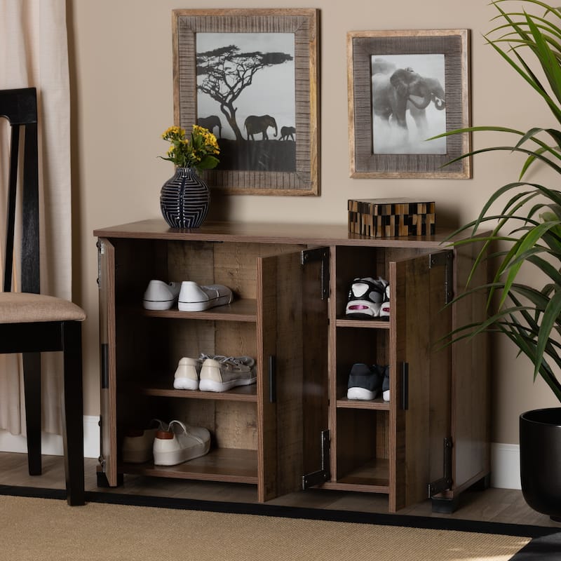 Cyrille Modern and Contemporary Farmhouse Rustic 3-Door Shoe Cabinet