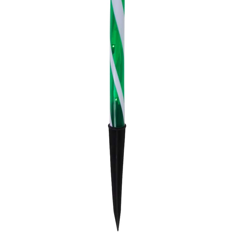Set of 3 Green and White Twinkle Candy Cane Pathway Markers 26"
