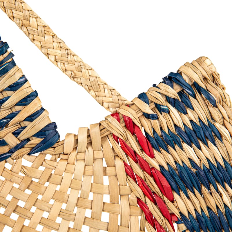 Hand-Woven Seagrass Fan/Wall Hanging, Natural and Multicolor