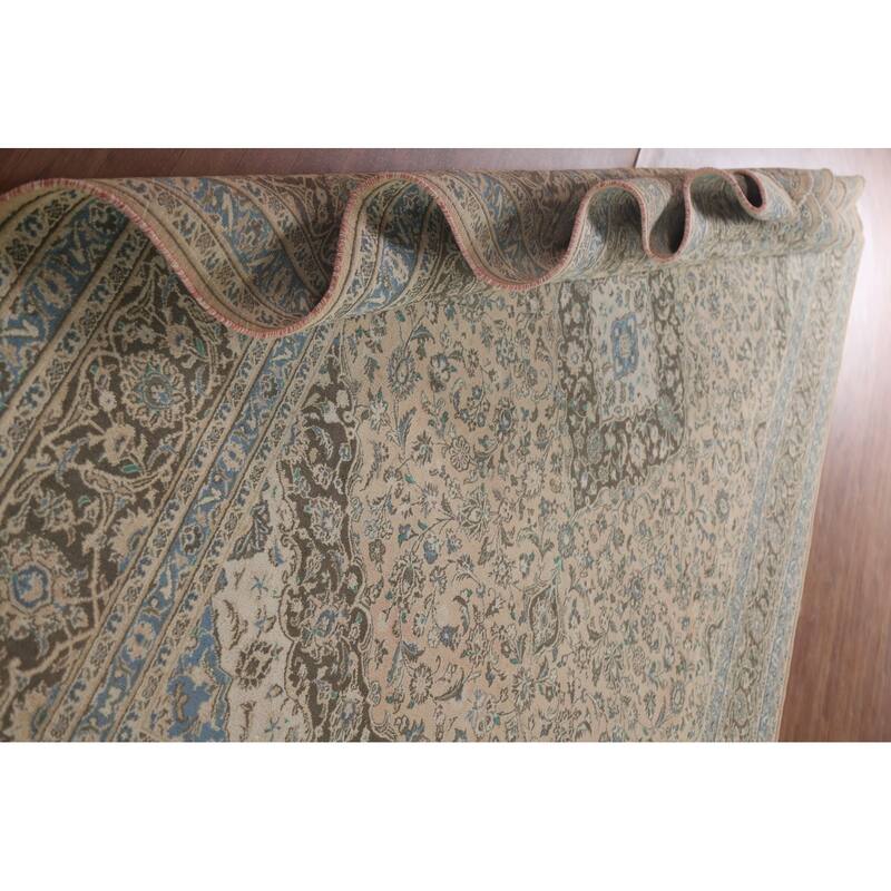 Hand Knotted Oriental 100% Wool Carpet Traditional Floral Peach Mashad Area Rug - 12' 4'' X 9' 5''