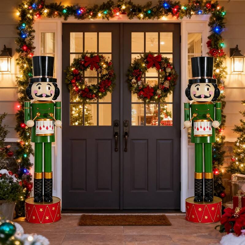 Christopher Knight Home - Jingle Classic Holiday Outdoor Iron Nutcracker Decor with Vibrant Festive Detailing