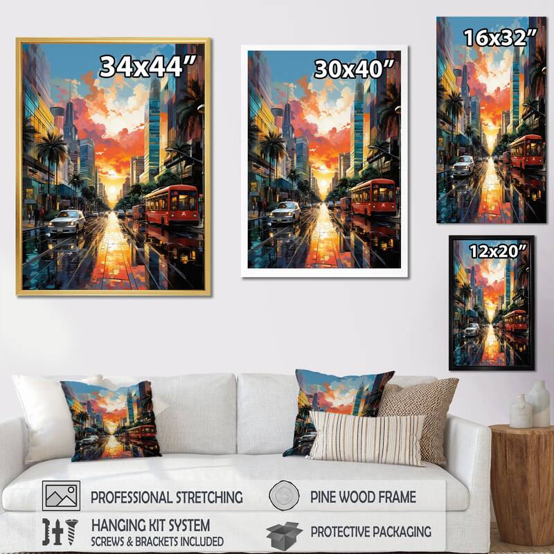 Designart "City Phoenix Popart II" Phoenix Canvas Wall Art