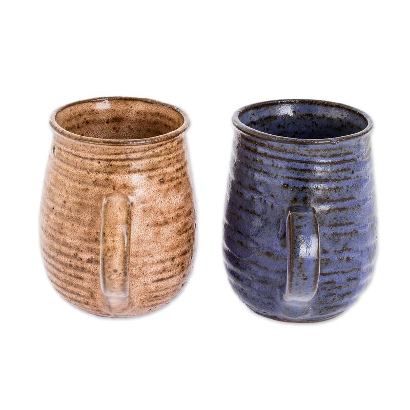 Novica Handmade Subtle Aroma Ceramic Mugs (Pair)