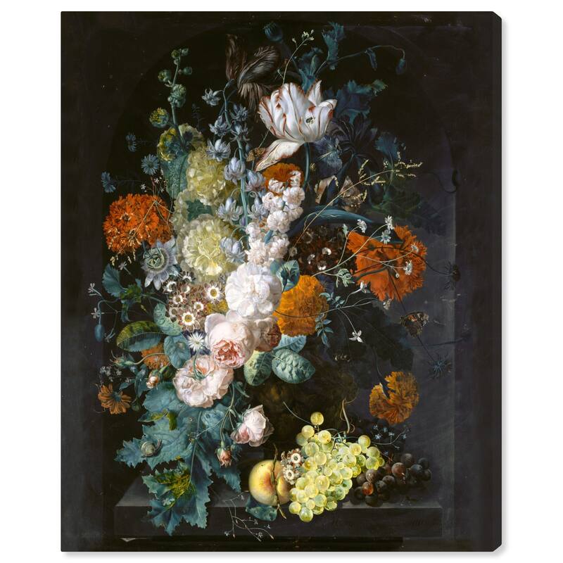 Wynwood Studio Canvas Floral and Botanical Margaretha Haverman - A Vase of Flowers Black and Traditional Wall Art Canvas Print