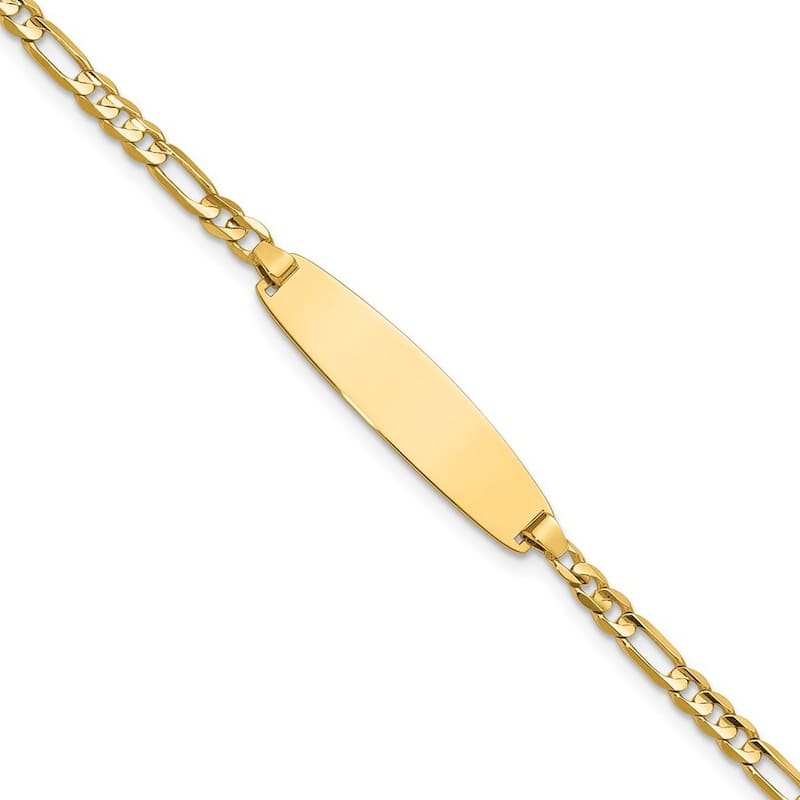 Curata 14k Yellow Gold 3mm Figaro Link ID Bracelet Options: 7" 8"