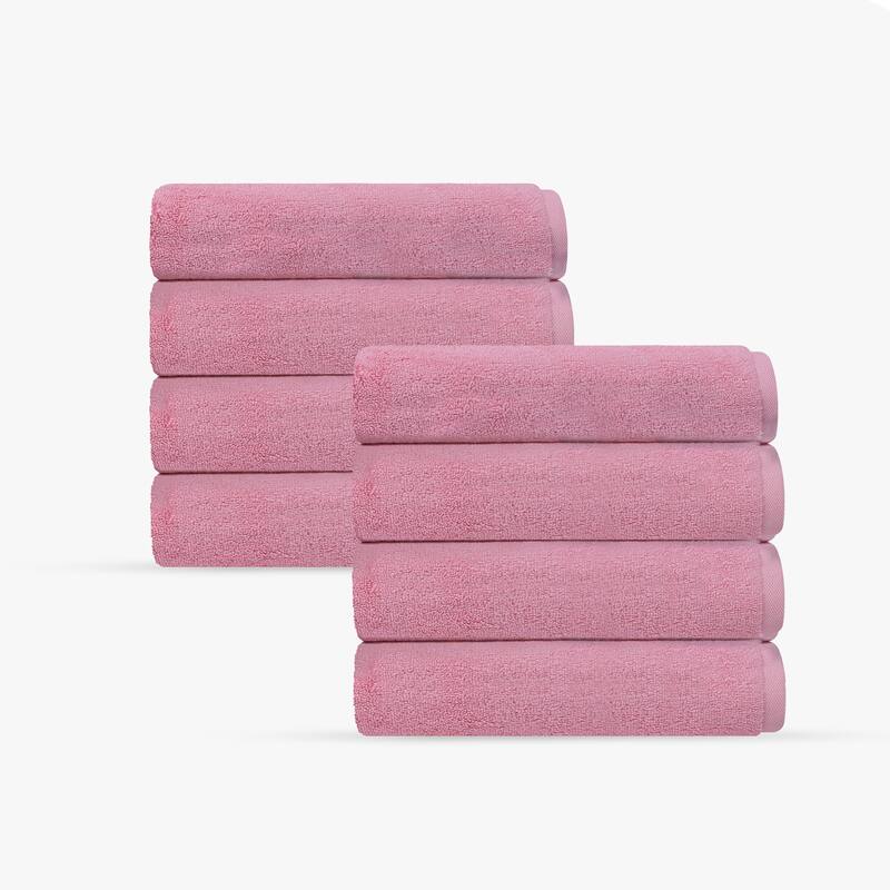 Puresoft 8 pcs Turkish Wash Towels Set - Pink