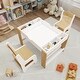 preview thumbnail 2 of 10, Wooden Kids Play Table and 2 Chairs Set with 7 Storage Compartments