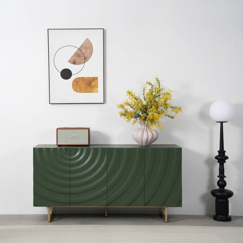 Christopher Knight Home - Oliver 60" Sideboard with Textured Doors and Adjustable Shelves - Green