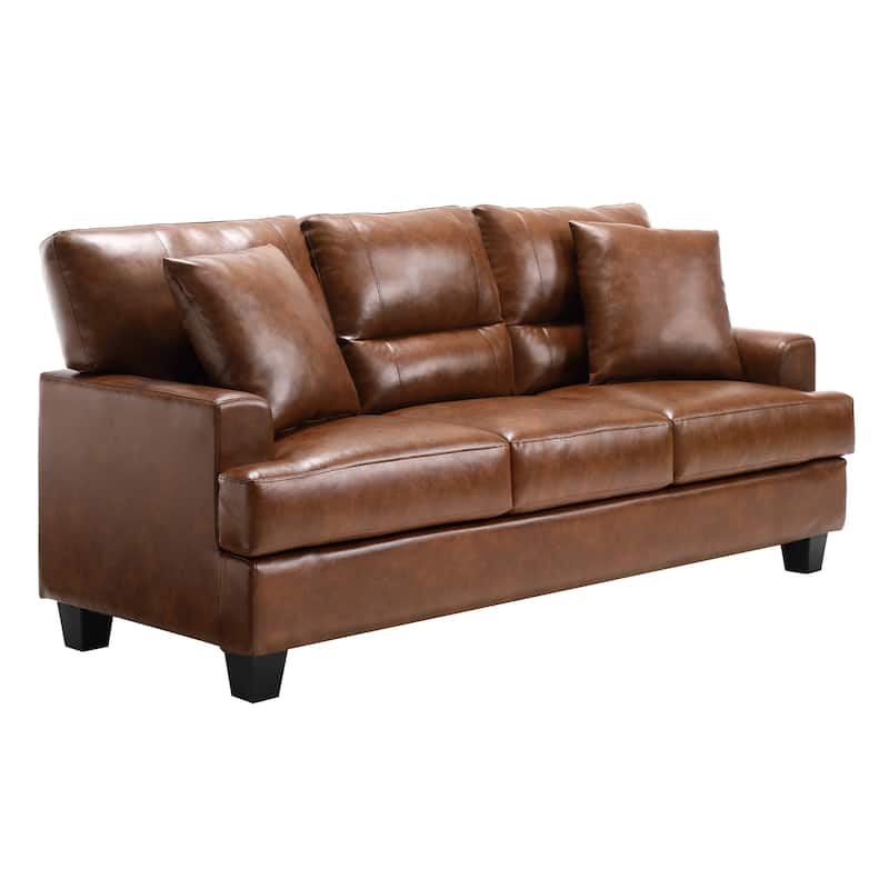 Oversized Faux Leather Italian Square Arm Sofa