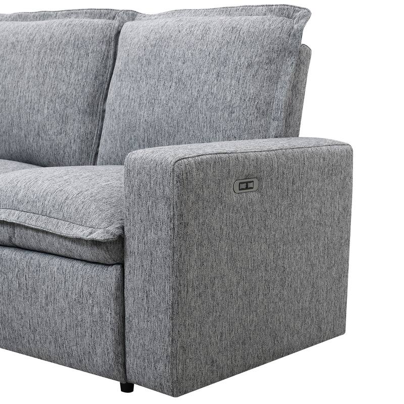 89.76'' L-Shaped 5-Seater Sectional Sofa with Power Recliner Chair, USB Charging, and Plush Home Theater Comfort