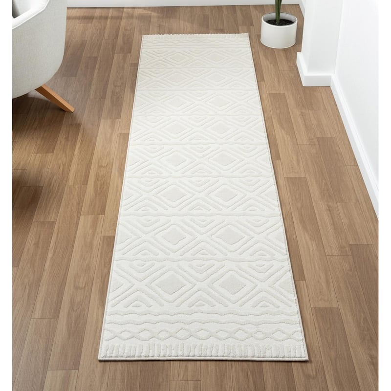Luxe Weavers Oriental Cream Area Rug, Stain-Resistant Carpet - 2x7 - Cream