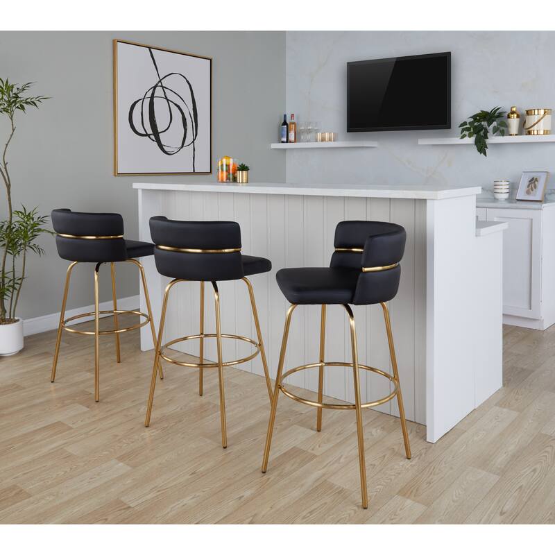 Silver Orchid Lena 30" Fixed-Height Bar Stool (Set of 2)