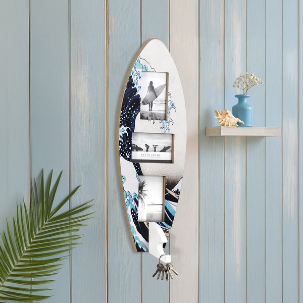 American Art Decor 8-Opening Surfboard Photo Collage Frame - On