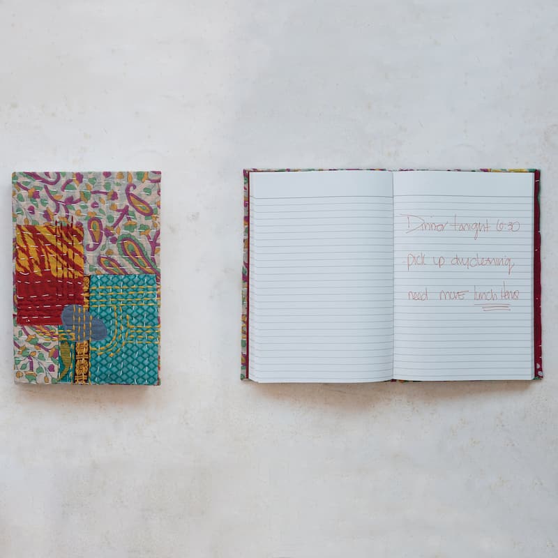 Cotton Kantha Bound Paper Journal - 7.0"L x 10.0"W x 1.0"H