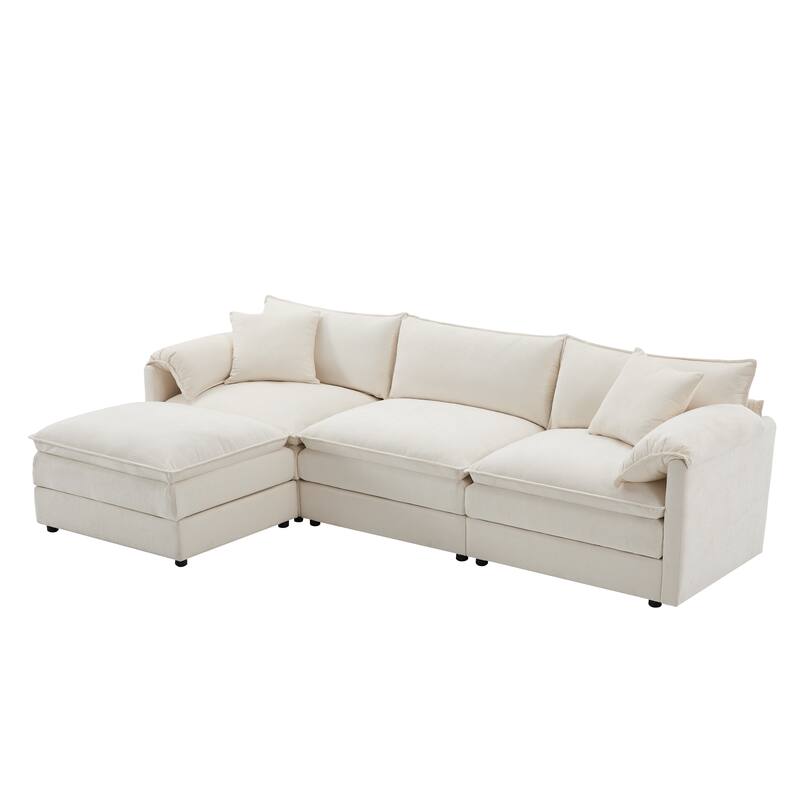 Chenille Modular Sectional Sofa, L Shaped Cloud Couch Set