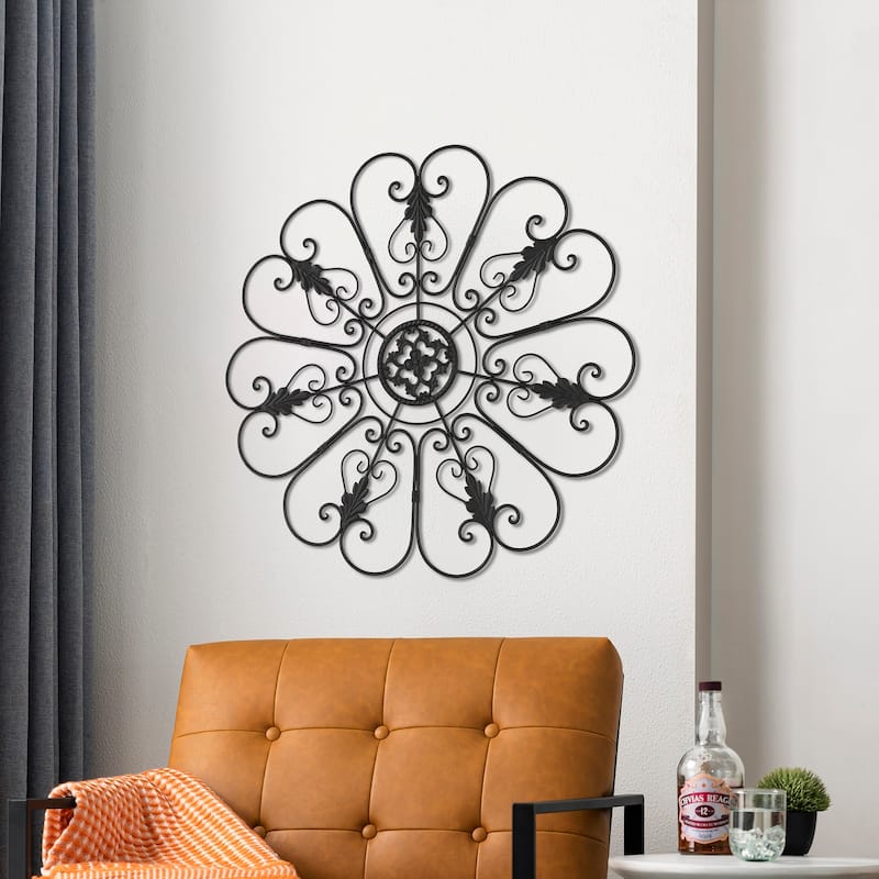 Glitzhome 23.75"D Traditional Iron Scroll Wall Décor