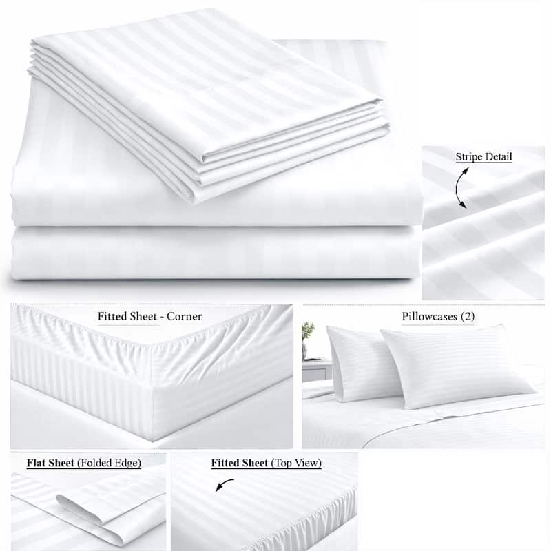 Home Sweet Home Dream Striped 1200 TC Cotton Deep Pocket Bed Sheet Set