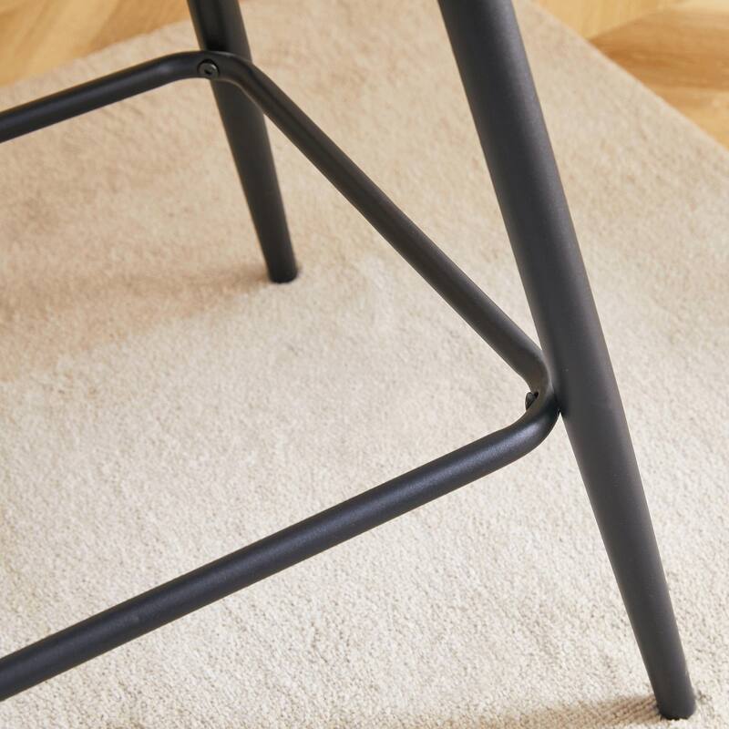 Modern Pu Bar Chair Set-Two Pieces, Stable Comfort.Checkered Design,Metal Legs,Suitable For Placement In Bars