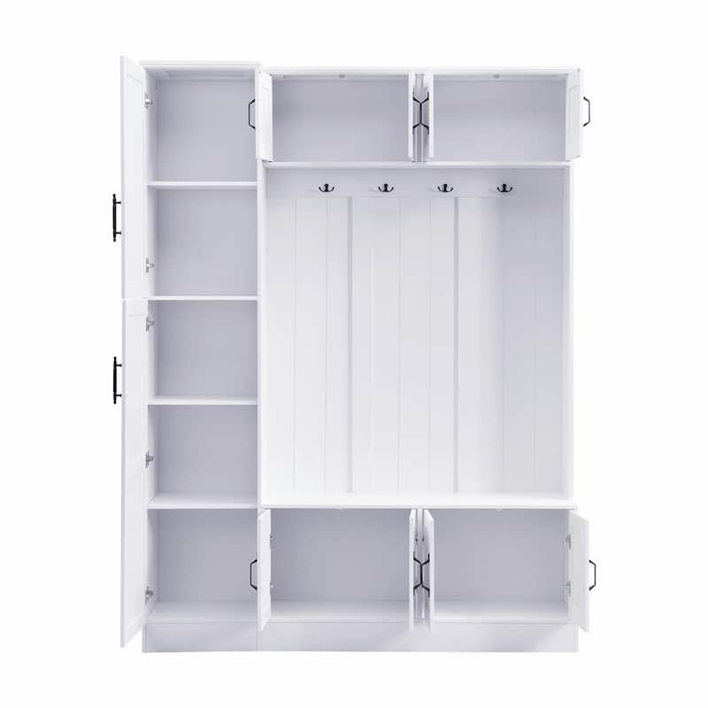 79'' Tall Modern Hall Tree with Shoe Storage - 4-in-1 Entryway Bench