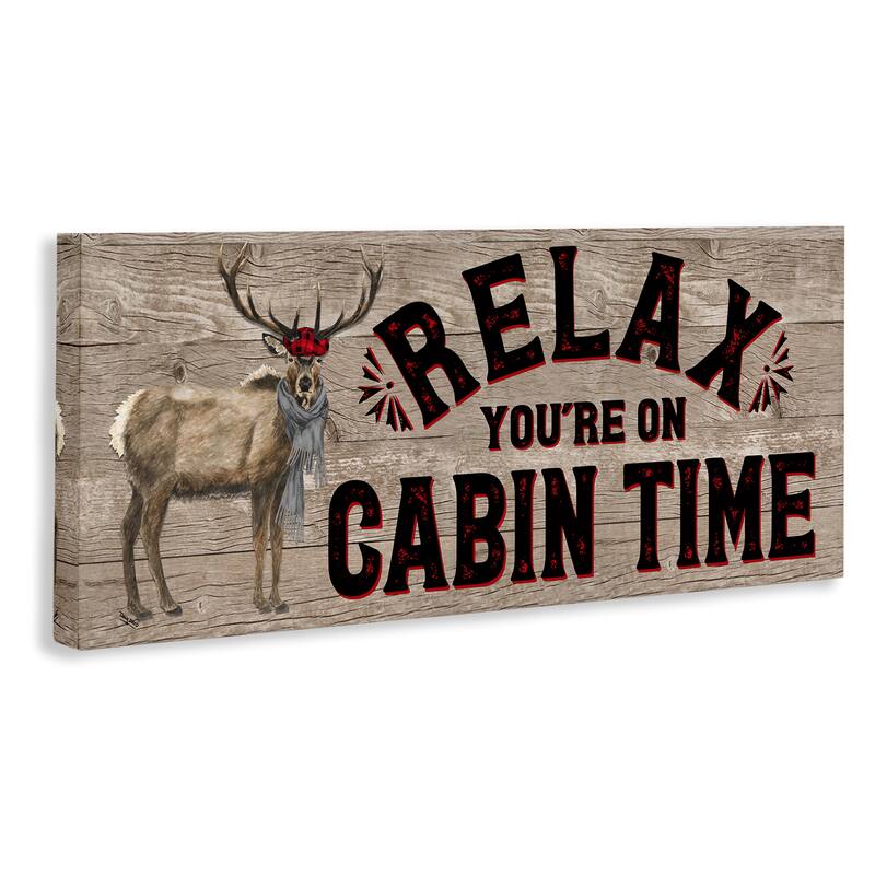 Stupell Relax You're On Cabin Time Moose Typography Sign, Canvas, 10 x 1.5 x 24, Made in USA