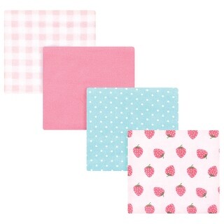Hudson Baby Infant Girl Cotton Flannel Receiving Blankets, Strawberry, One Size - Strawberry - One Size