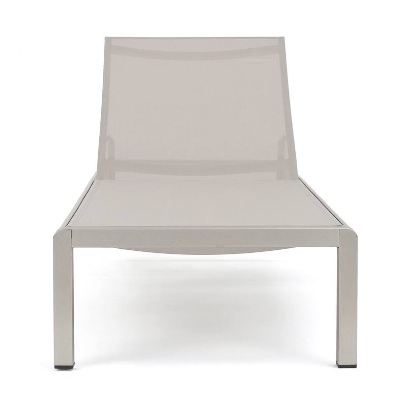 Cape Coral Mesh and Aluminum 3-piece Chaise Lounge with End Table Set by Christopher Knight Home