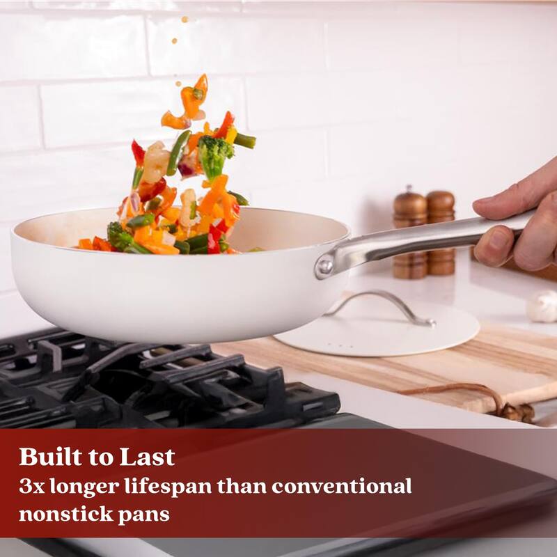 Alva Mobi 8-Piece Nonstick Ceramic Cookware Set - Cannoli Cream