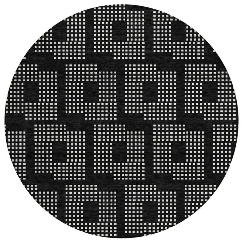 Machine Washable Indoor/ Outdoor Chantille Modern Houndstooth Rug