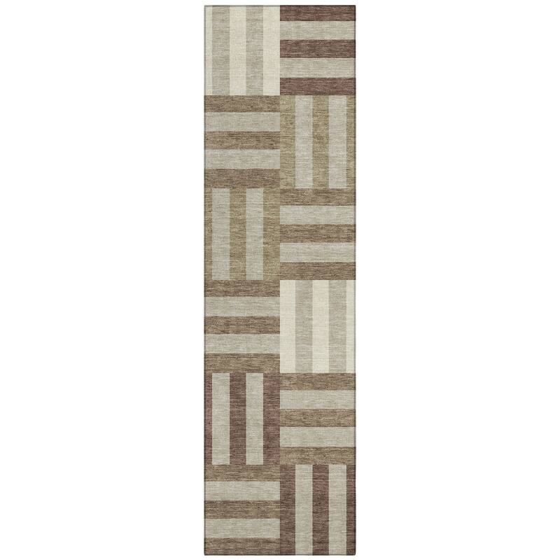 Machine Washable Indoor/ Outdoor Modern Hatch Chantille Rug