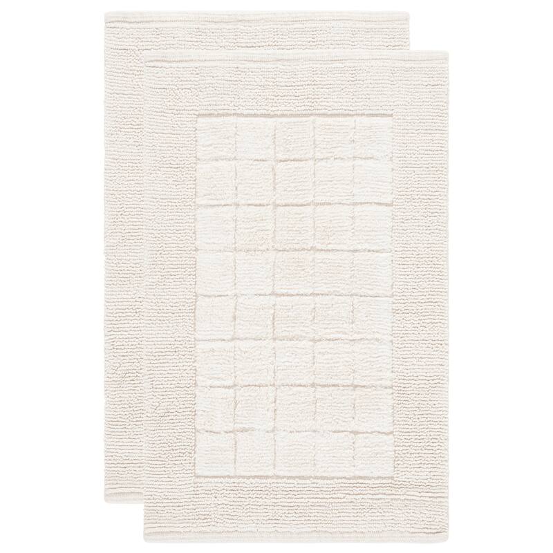 SAFAVIEH Home Bennett Boarder Grid 32"L x 20"W Bathmat Set of 2