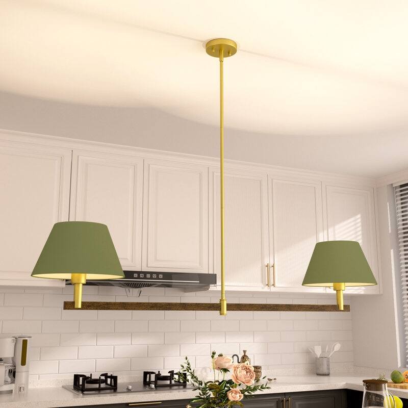 Acroma - 2 Light Gold Dimmable Lamp Shade Chandelier - N/A