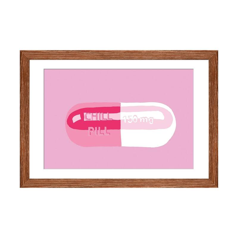 iCanvas "Chill Pill Pink" by Jaymie Metz - Walnut - 24x32x1