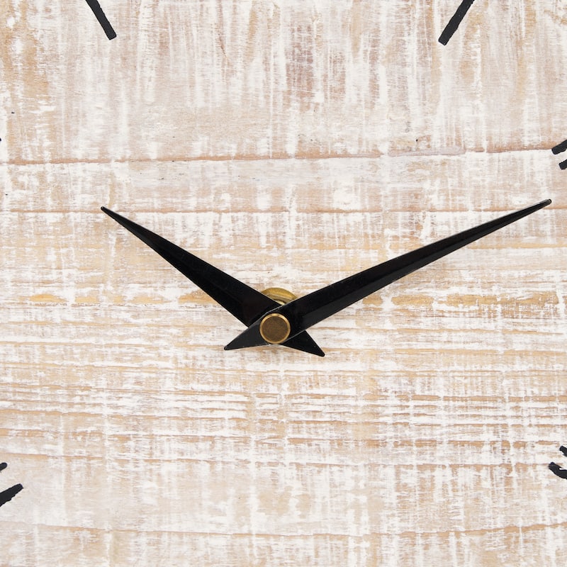 Raja Matte Black Metal w/ Wood Table Clock - 10.4L x 3.2W x 11.0H