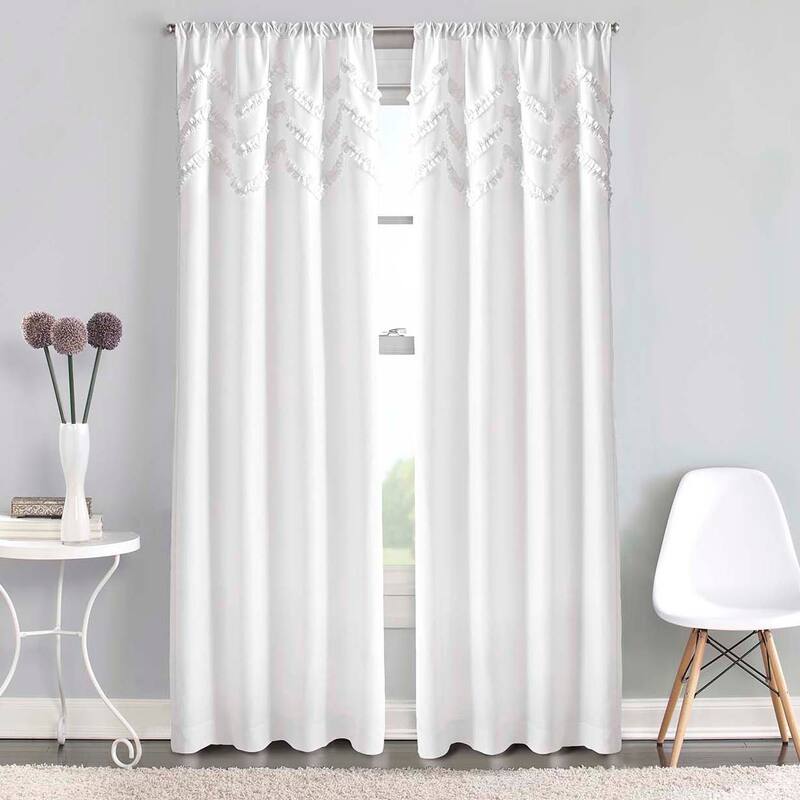 Chevron Ruffle Rod Pocket Curtain Panel
