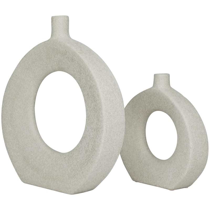 Ceramic Round Donut Shaped Decorative Vase - Set of 2 White or Black - CosmoLiving by Cosmopolitan