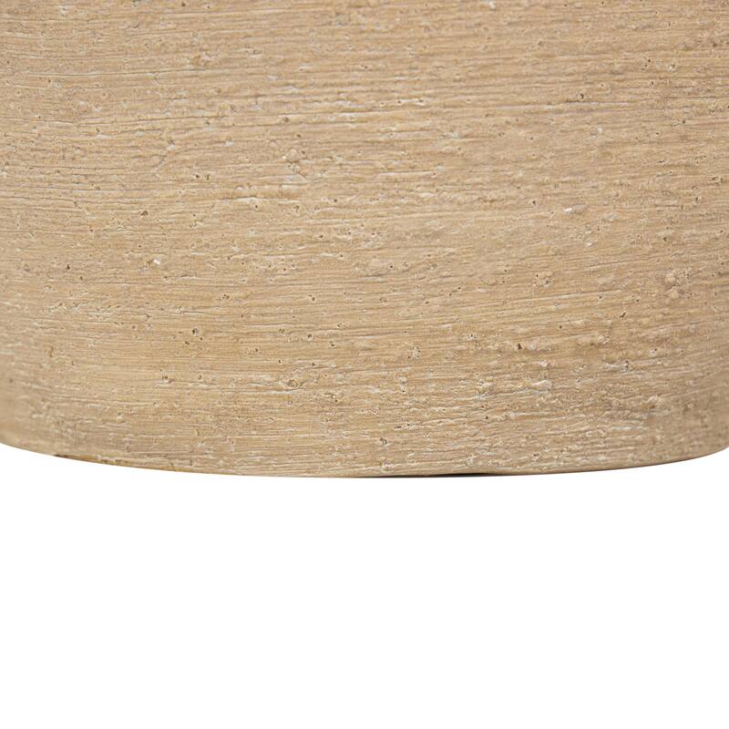 Ceramic Wide Textured Decorative Vase - Beige - Roche River Decor